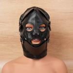 PU Leather BDSM Full Hood with Ball Gag