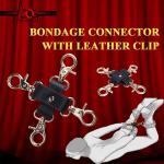 4-Way BDSM Restraint Connector with Leather Clips