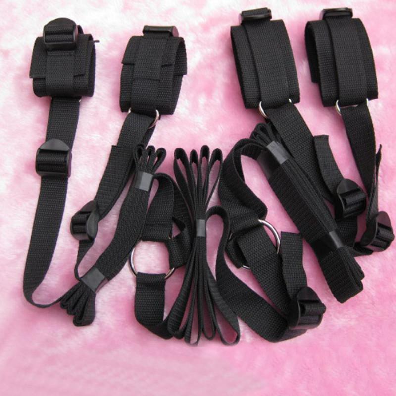 Bondage Bed Restraint Straps with Handcuffs and Cuffs