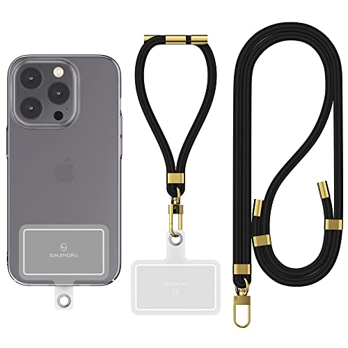Sinjimoru Cell Phone Lanyard for Phone Case (2Packs), with Adjustable Phone Strap for Wrist Compatible with Key Holder & ID Card Holder. Sinji Strap Black by Sinjimoru Co.Ltd