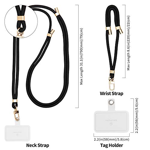Sinjimoru Cell Phone Lanyard for Phone Case (2Packs), with Adjustable Phone Strap for Wrist Compatible with Key Holder & ID Card Holder. Sinji Strap Black by Sinjimoru Co.Ltd