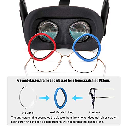 AMVR 6 Pairs Glasses Spacer for Oculus Quest 2, VR Lens Protector Accessories Silicone Anti-Scratch Ring to Protect Headset Lens and Glasses Compatible with Meta Quest 1/Rift S/Goï¼Red & Blue, Blackï¼ from AMVR