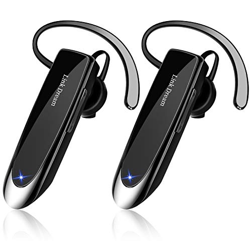 Link Dream Bluetooth Earpiece for Cell Phone Hands Free Wireless Headset Noise Cancelling Mic 24Hrs Talking 1440Hrs Standby Compatible with iPhone Android for Driver Trucker (2 Pack) from Link Dream