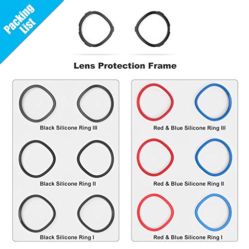 AMVR 6 Pairs Glasses Spacer for Oculus Quest 2, VR Lens Protector Accessories Silicone Anti-Scratch Ring to Protect Headset Lens and Glasses Compatible with Meta Quest 1/Rift S/Goï¼Red & Blue, Blackï¼ from AMVR