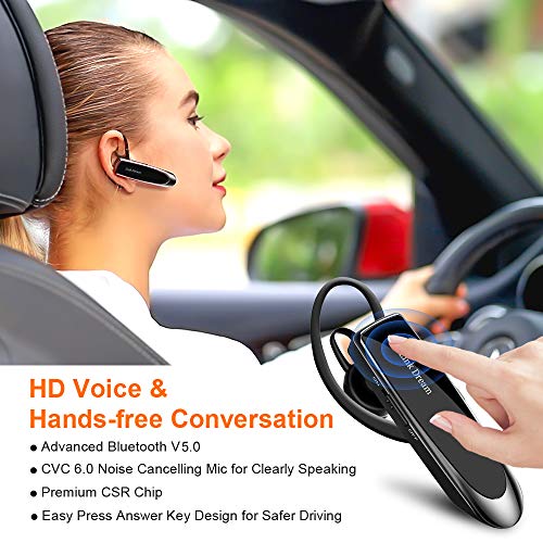 Link Dream Bluetooth Earpiece for Cell Phone Hands Free Wireless Headset Noise Cancelling Mic 24Hrs Talking 1440Hrs Standby Compatible with iPhone Android for Driver Trucker (2 Pack) from Link Dream
