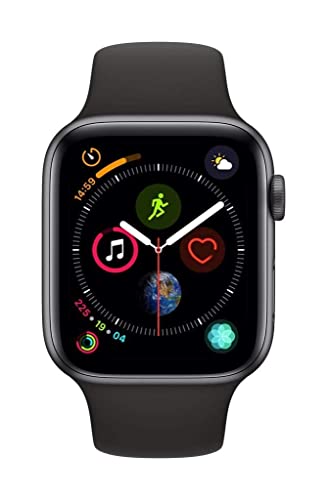 Apple Watch Series 4 (GPS, 44MM) - Space Gray Aluminum Case with Black Sport Band (Renewed) from Apple Computer