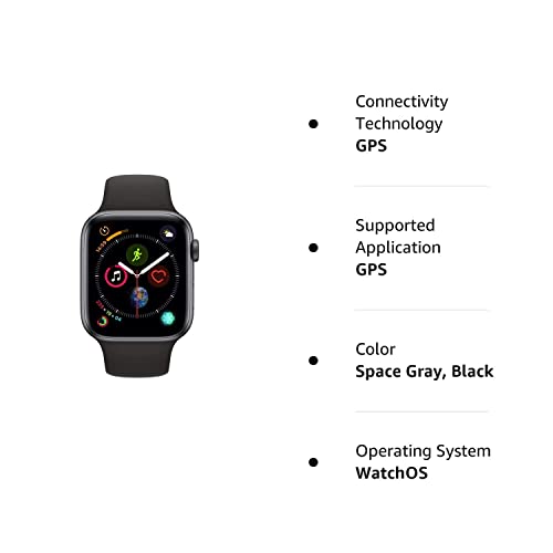 Apple Watch Series 4 (GPS, 44MM) - Space Gray Aluminum Case with Black Sport Band (Renewed) from Apple Computer