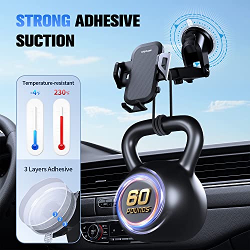 SUUSON Car Phone Holder MountãUpgradedã-ãBumpy Roads Friendlyã Phone Mount for Car Dashboard Windshield Air Vent 3 in 1,Hand Free Mount for iPhone 14 13 12 Pro Max Samsung All Cell Phones (Black) by SUUSON