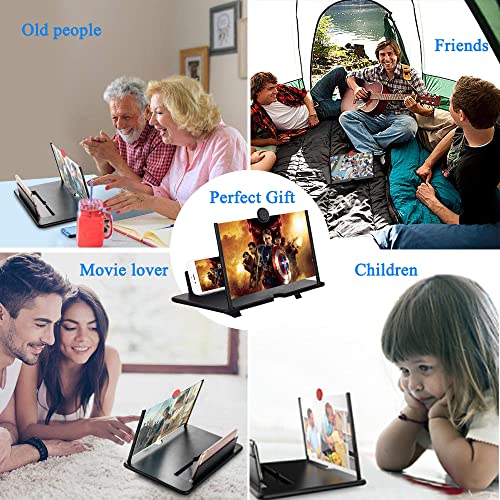 12" Phone Screen Magnifier,3D Smartphone HD Screen Amplifier,Foldable Phone Stand with Screen Enlarger for Movies,Videos,Gaming,Compatible with All Cell Phones by APZNOE