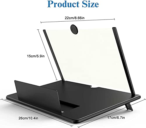 12" Phone Screen Magnifier,3D Smartphone HD Screen Amplifier,Foldable Phone Stand with Screen Enlarger for Movies,Videos,Gaming,Compatible with All Cell Phones by APZNOE