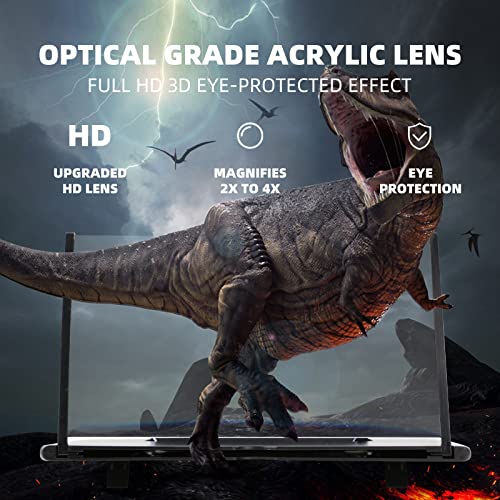 Screen Magnifier for Cell Phone, 14" Phone Magnifying Screen 2023 Upgraded HD 3D Phone Screen Amplifier Phone Stand with Screen Enlarger Compatible with All Smartphones for Movies Videos Gaming by Hollamile US