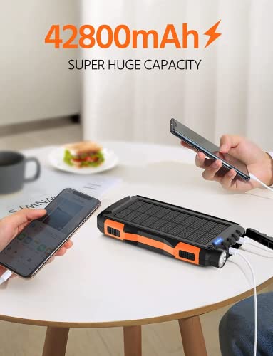 Solar Power Bank,Solar Charger,42800mAh Power Bank,Portable Charger,External Battery Pack 5V3.1A Qc 3.0 Fast Charging Built-in Super Bright Flashlight (Orange) from Dongguan Xionel Electronic Technology Co., Ltd