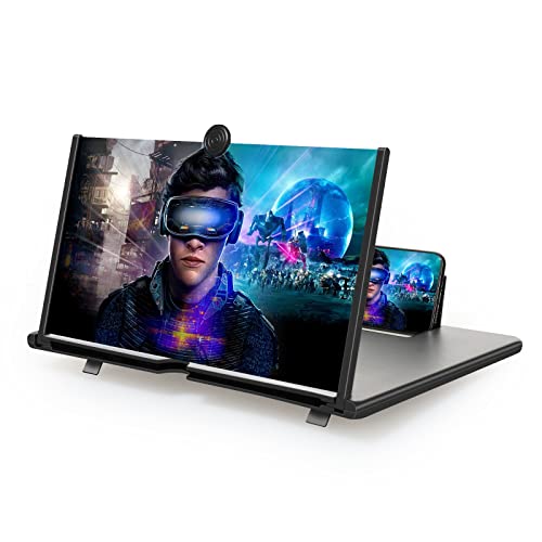 POTUINOM 18 Inch Phone Screen Magnifier 3D HD Enlarger Projector Foldable Phone Stand Holder with Screen Amplifier Compatible with All Smartphones from POTUINOM