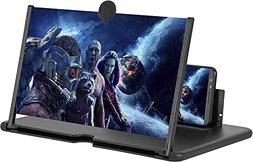 12'' 3D Screen Magnifier for Cell Phone - HD Magnifing Projector Screen Enlarger for Movies, Videos and Gaming - Compatible with All Smartphones - with Foldable Stand - Black from KUMA