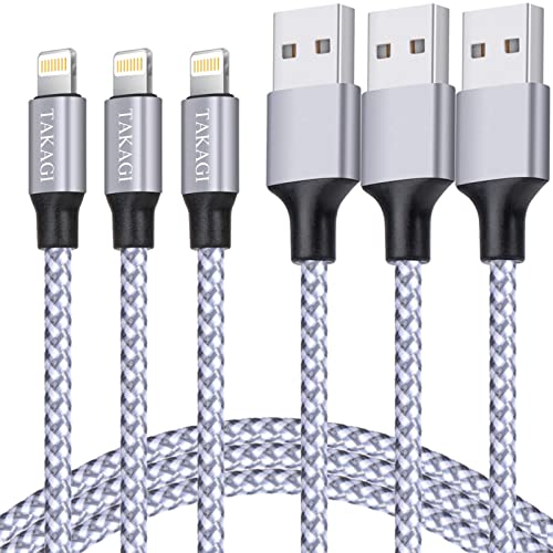 iPhone Charger, TAKAGI Lightning Cable 3PACK 6FT Nylon Braided USB Charging Cable High Speed Data Sync Transfer Cord Compatible with iPhone 14/13/12/11 Pro Max/XS MAX/XR/XS/X/8/7/Plus/6S/6/SE/5S/iPad from ShenZhen An Xin Neng Electronic Technology Co., Lt