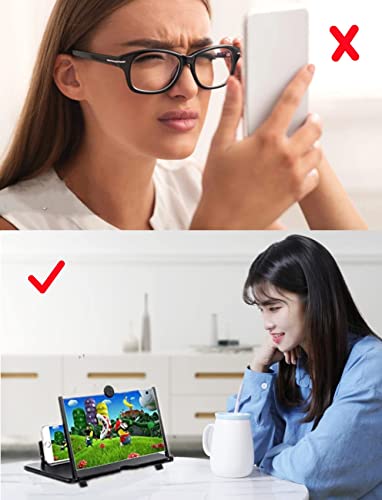 POTUINOM 18 Inch Phone Screen Magnifier 3D HD Enlarger Projector Foldable Phone Stand Holder with Screen Amplifier Compatible with All Smartphones from POTUINOM