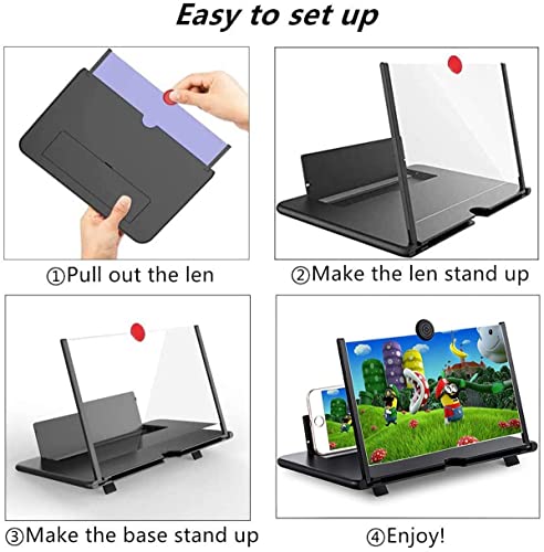 POTUINOM 18 Inch Phone Screen Magnifier 3D HD Enlarger Projector Foldable Phone Stand Holder with Screen Amplifier Compatible with All Smartphones from POTUINOM