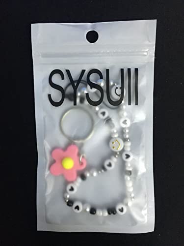 SYSUII Beaded Mobile Phone Lanyard Wrist Strap, Kawaii Smiley Face Star Beaded Rainbow Acrylic Polymer Clay Pearl Phone Charm Phone Wrist Chain String Hanging Cord for Women Girl from ISYSUII