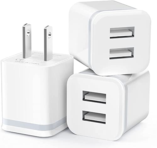 USB Wall Charger, LUOATIP 3-Pack 2.1A/5V Dual Port USB Cube Power Adapter Charger Plug Block Charging Box Brick for iPhone 13 12 11 Pro Max SE XS XR X 8 7 6 6S Plus, Samsung, LG, Moto, Android Phones by Shenzhen Huafengda Plastic Products Co., Ltd.