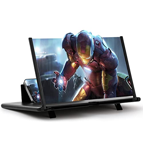 18" Screen Magnifier for Cell Phone, Phone Magnifying Screen 2023 Upgraded HD 3D Phone Screen Amplifier Phone Stand with Screen Enlarger Compatible with All Smartphones for Movies Videos Gaming by Hollamile