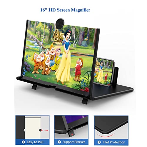 16" Screen Magnifier for Cell Phone - 3D HD Magnifying Projector Screen Enlarger Expanders for Movies, Videos and Gaming â Foldable Phone Stand with Screen AmplifierâCompatible with All Smartphones from Firjuty