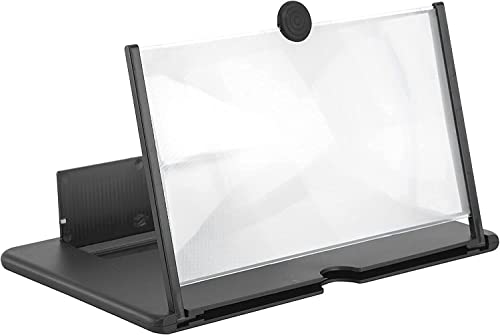12'' 3D Screen Magnifier for Cell Phone - HD Magnifing Projector Screen Enlarger for Movies, Videos and Gaming - Compatible with All Smartphones - with Foldable Stand - Black from KUMA