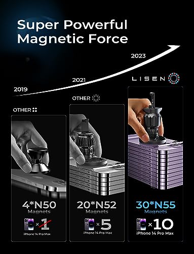 LISEN for MagSafe Car Mount [30 Strong Magnets] Magnetic Phone Holder for Car, Hands Free iPhone Car Holder Mount Vent Phone Mount for Car Fits for iPhone 14 13 12 Pro Max Plus Mini by LISEN