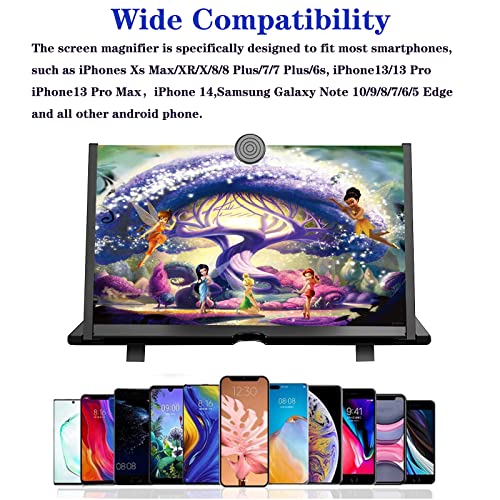 16" Screen Magnifier for Cell Phone - 3D HD Magnifying Projector Screen Enlarger Expanders for Movies, Videos and Gaming â Foldable Phone Stand with Screen AmplifierâCompatible with All Smartphones from Firjuty