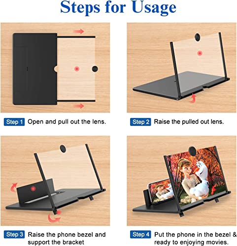 16" Screen Magnifier for Cell Phone - 3D HD Magnifying Projector Screen Enlarger Expanders for Movies, Videos and Gaming â Foldable Phone Stand with Screen AmplifierâCompatible with All Smartphones from Firjuty