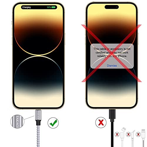iPhone Charger, TAKAGI Lightning Cable 3PACK 6FT Nylon Braided USB Charging Cable High Speed Data Sync Transfer Cord Compatible with iPhone 14/13/12/11 Pro Max/XS MAX/XR/XS/X/8/7/Plus/6S/6/SE/5S/iPad from ShenZhen An Xin Neng Electronic Technology Co., Lt