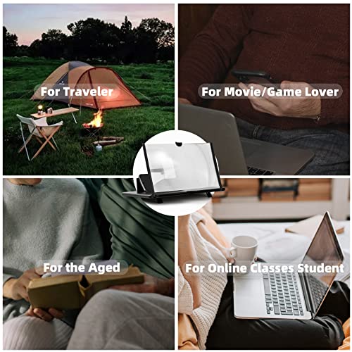 18" Screen Magnifier for Cell Phone, Phone Magnifying Screen 2023 Upgraded HD 3D Phone Screen Amplifier Phone Stand with Screen Enlarger Compatible with All Smartphones for Movies Videos Gaming by Hollamile