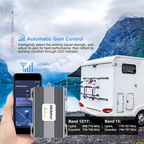 Verizon Cell Phone Signal Booster for RV Car Truck Vehicle RV Cell Phone Booster Car T Mobile AT&T Signal Booster RV Verizon Cell Signal Booster for RV Cell Booster 4G 5G Band 13/12/17 Voice+Data by obdator
