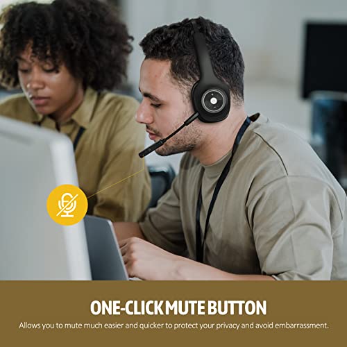 PrancyBt Trucker Bluetooth Headset, Wireless Headset with Microphone for PC, Bluetooth Headset with Microphone Noise Cancelling, Mute Button, 55H Talk Time, for Cell Phones, Computer, Truck Drivers by PrancyBt