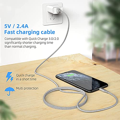 iPhone Charger [Apple MFi Certified] 3pack 10FT Long Lightning Cable Fast Charging High Speed Data Sync USB Cable Compatible iPhone 13/12/11 Pro Max/XS MAX/XR/XS/X/8/7/Plus/6S (Grey White) from Bkayp