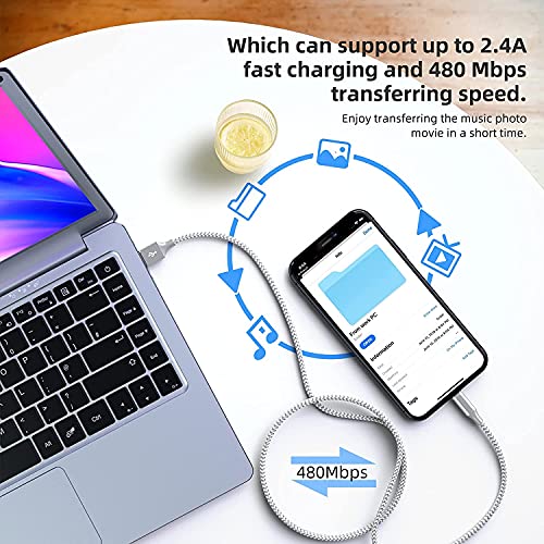 iPhone Charger [Apple MFi Certified] 3pack 10FT Long Lightning Cable Fast Charging High Speed Data Sync USB Cable Compatible iPhone 13/12/11 Pro Max/XS MAX/XR/XS/X/8/7/Plus/6S (Grey White) from Bkayp