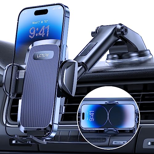 LOTUNY Universal Phone Mount for Car, [Powerful Suction] Hands-Free Cell Phone Holder Car, Phone Holder for Car Dashboard Windshield Air Vent, Compatible with iPhone 14 13 12 11 Pro Max All Phones from LOTUNY