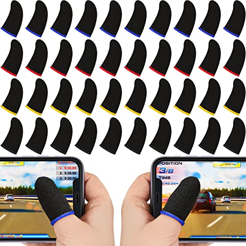 120 Pcs Finger Sleeve for Gaming Anti Sweat Game Controller Finger Thumb Sleeve Breathable Finger Covers Touchscreen Gaming Gloves for Mobile Phone Game, 4 Designs (Colorful) from Jiuguva