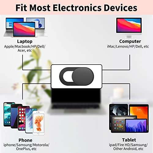Webcam Cover (3 Pack), Yilador 0.03 inch Ultra Thin Laptop Camera Cover Slide for iPhone iPad MacBook Pro Computer iMac Cell Phone PC Accessories Camera Blocker Slider, Great for Privacy - Black by Yilador