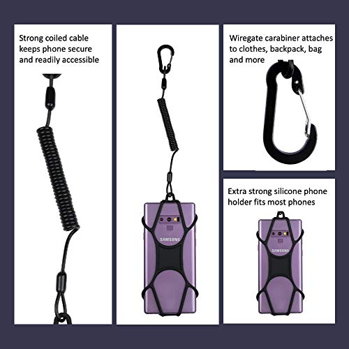 Gear Beast Rugged Lanyard Phone Holder - Coiled Strap Carabiner for Outdoors, Hiking, Travel - Compatible with iPhone 11, 12, X from Gear Beast