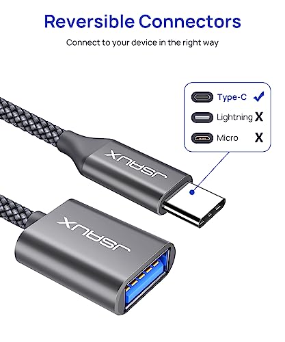 USB C to USB Adapter [2 Pack], JSAUX USB Type C Male to USB 3.0 Female OTG Cable Thunderbolt3 to USB Adapter Compatible with MacBook Pro/Air 2019 2018 2017, Samsung Galaxy S20 S20+ Ultra Note 10 S9 S8 by JSAUX