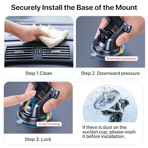 LOTUNY Universal Phone Mount for Car, [Powerful Suction] Hands-Free Cell Phone Holder Car, Phone Holder for Car Dashboard Windshield Air Vent, Compatible with iPhone 14 13 12 11 Pro Max All Phones from LOTUNY