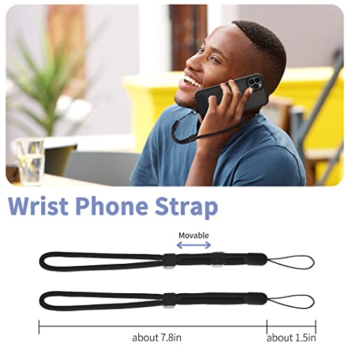 CACOE Phone Lanyard 2 Pack-1Ã Adjustable Neck Strap,1Ã Wrist Strap,2Ã Pads,Universal Crossbody Cell Phone Lanyards,Multifuctional Phone Lanyards Compatible with Most Smartphones(Black) by CACOE