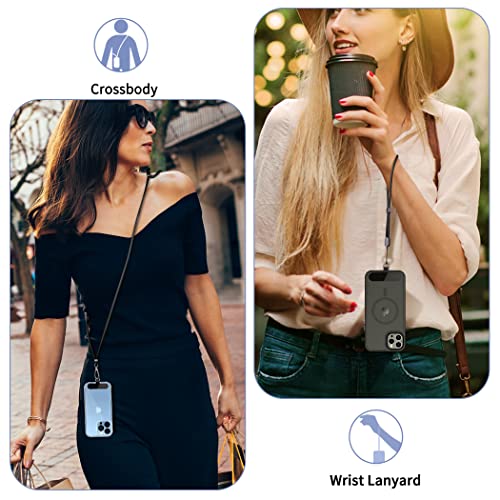 CACOE Phone Lanyard 2 Pack-1Ã Adjustable Neck Strap,1Ã Wrist Strap,2Ã Pads,Universal Crossbody Cell Phone Lanyards,Multifuctional Phone Lanyards Compatible with Most Smartphones(Black) by CACOE