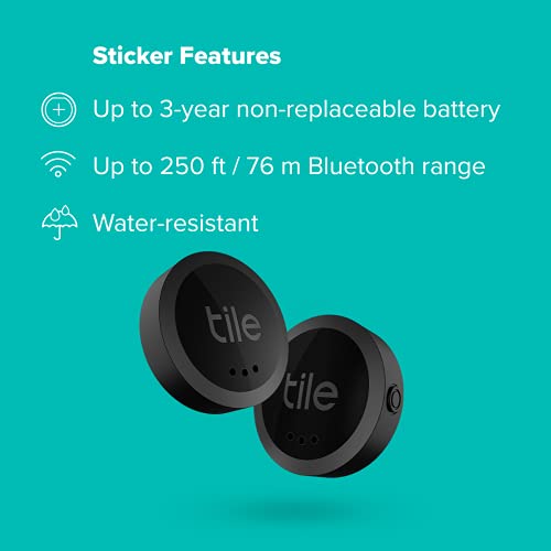 Tile Sticker 2-Pack. Small Bluetooth Tracker, Remote Finder and Item Locator, Pets and More; Up to 250 ft. Range. Water-Resistant. Phone Finder. iOS and Android Compatible. by Tile