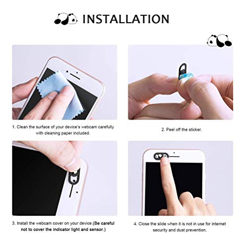 Webcam Cover Slide Cute Pattern Web Camera Cover 0.7mm Thin Fits for Laptop MacBook Pro iMac Air Computer Smartphones Tablets Protect Your Privacy and Security Strong Adhesive (3 Pack-Panda Pattern) from FanNicoo