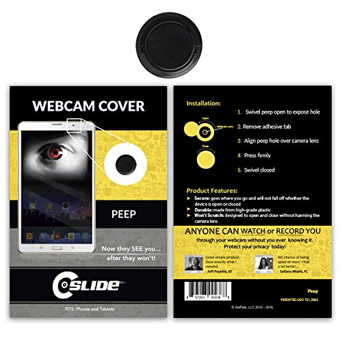 C-SLIDE Peep Webcam Cover 3 Pack | Easy Access Swivel Cover for Webcam Privacy | 1mm Thick High-Grade Durable Plastic | Fits Androids, IPads, Samsungs, Fire Tablets, and More by C-Slide