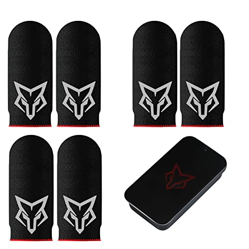 Mobile Phone Game Finger Sleeves [6pcs], Anti-Sweat Breathable,Gaming Sleeve,Thumbs Finger Gloves Cover Sleeve for League of Legend, PUBG, Rules of Survival, Knives Out (Black [Carbon Fibre]) from rinsfox
