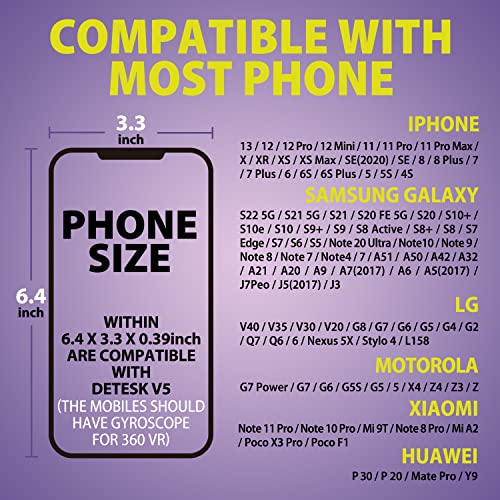 DESTEK V5 VR Headset for Phone, for iPhone 13/12/11, Samsung and Android | VR Goggles for Smartphone w/4.7-6.8in Screen (Black) by SHENZHEN XINLIANYOUPIN TECHNOLOGY CO.,LIMITED