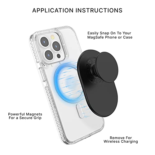 PopSockets PopGrip for MagSafe: Grip and Stand for Phones and Cases, Remove and Reposition, Swappable Top, Black from PopSockets