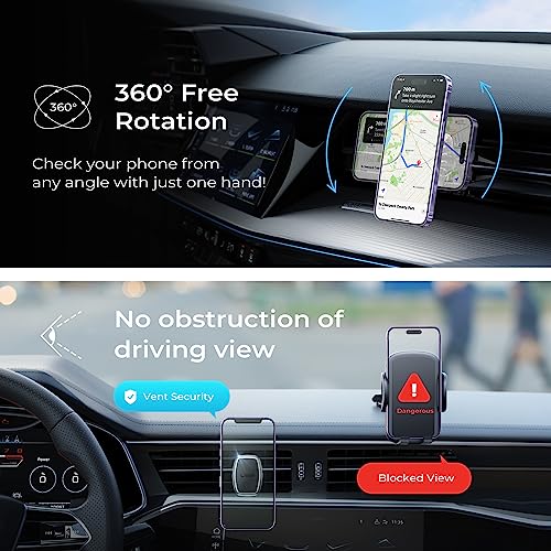 LISEN Magnetic Phone Holder Car Phone Mount Magnetic [Easily Install] Phone Mount for Car [6 Strong Magnets] Cell Phone Holder for Car Case Friendly iPhone Car Holder for All Smartphones & Tablets from LISEN